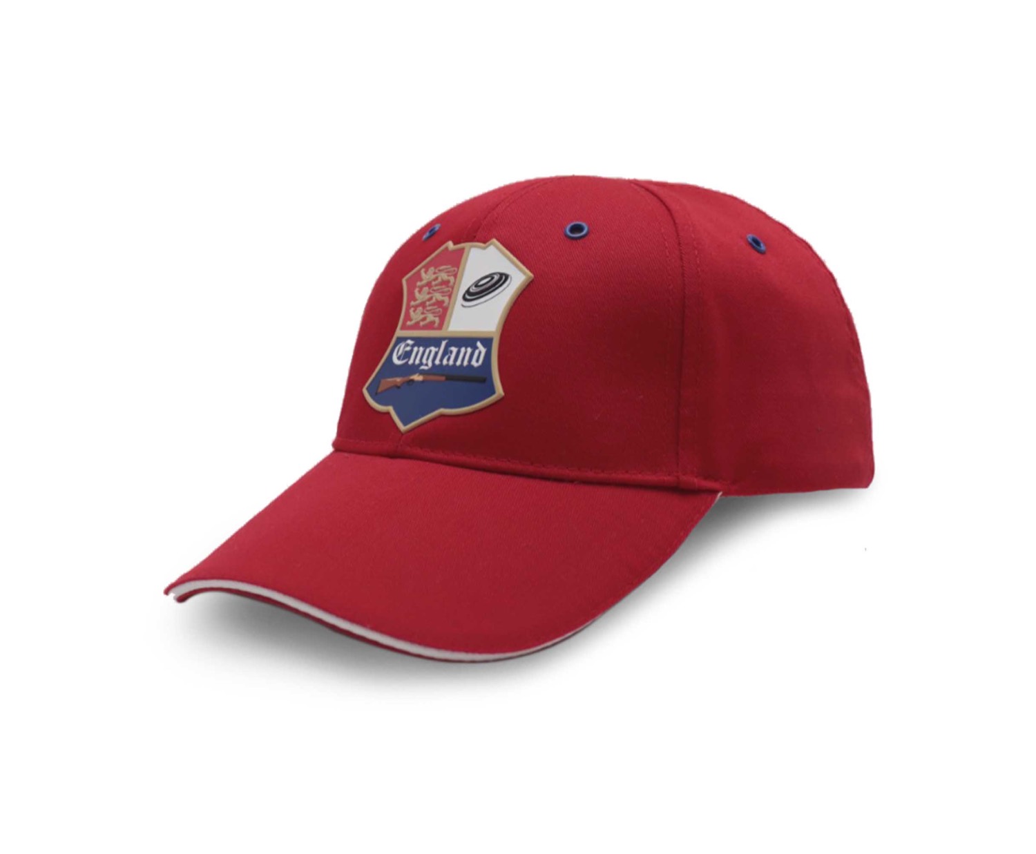 Red England Shooting Team cap with woven crest